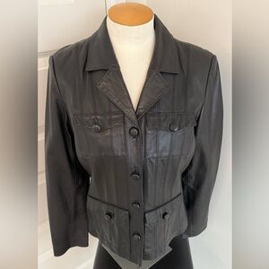 Women's Black Leather Jacket M